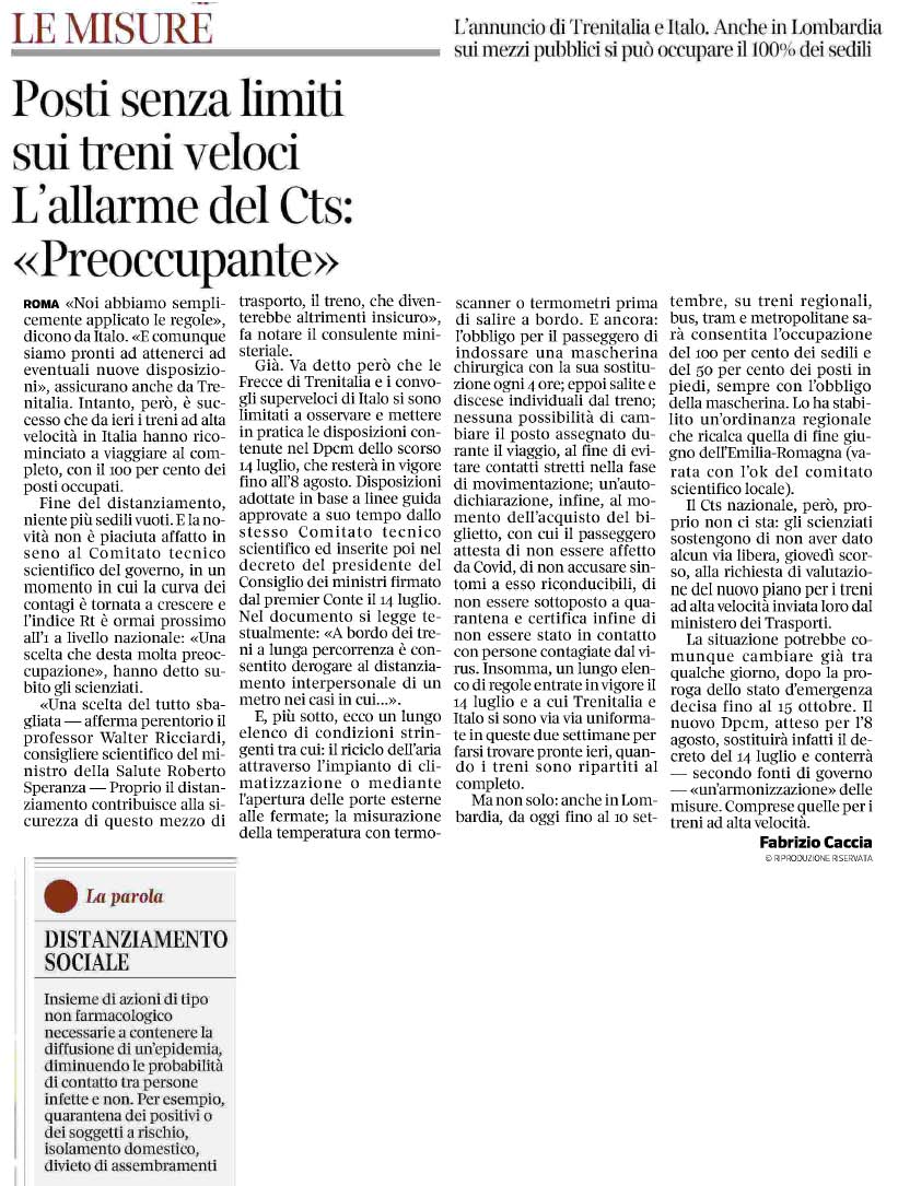 01 agosto 2020 corriere della sera Page 1