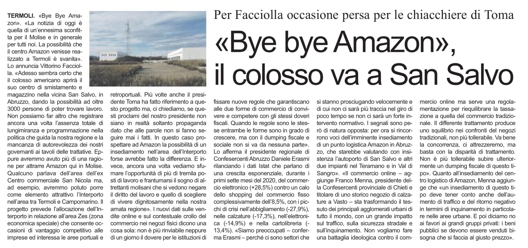 01 ottobre 2020 primo piano molise amazon