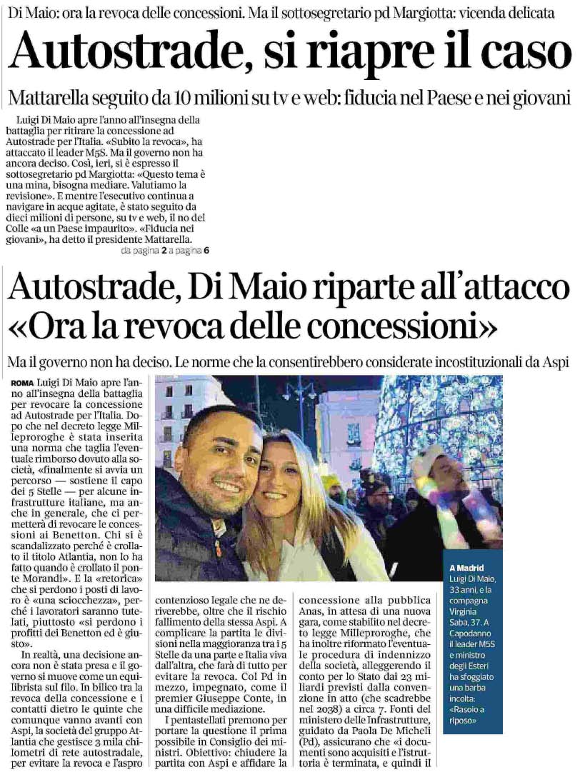 02 gennaio 2020 corriere della sera Page 1