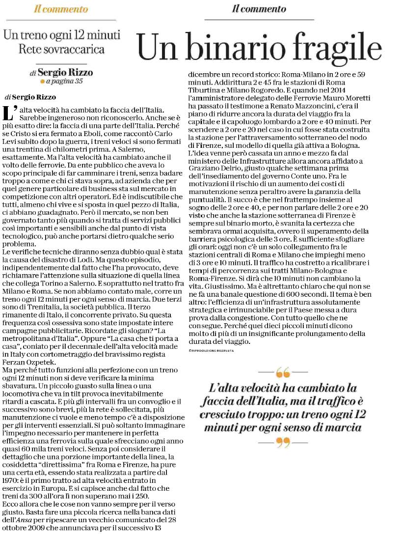 07 febbraio 2020 corriere della sera sergio rizzo