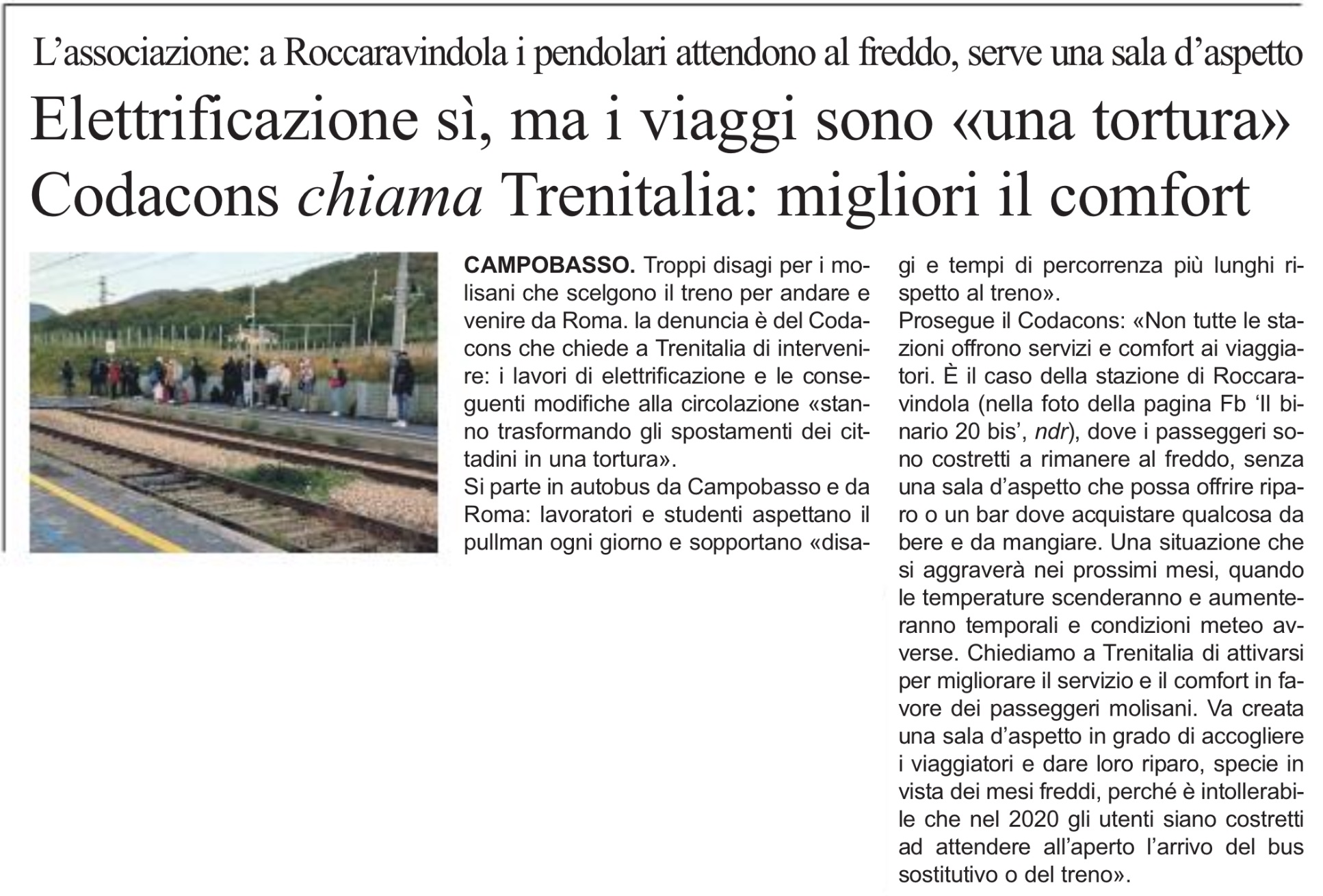 07 ottobre 2020 primo piano molise Trenitalia