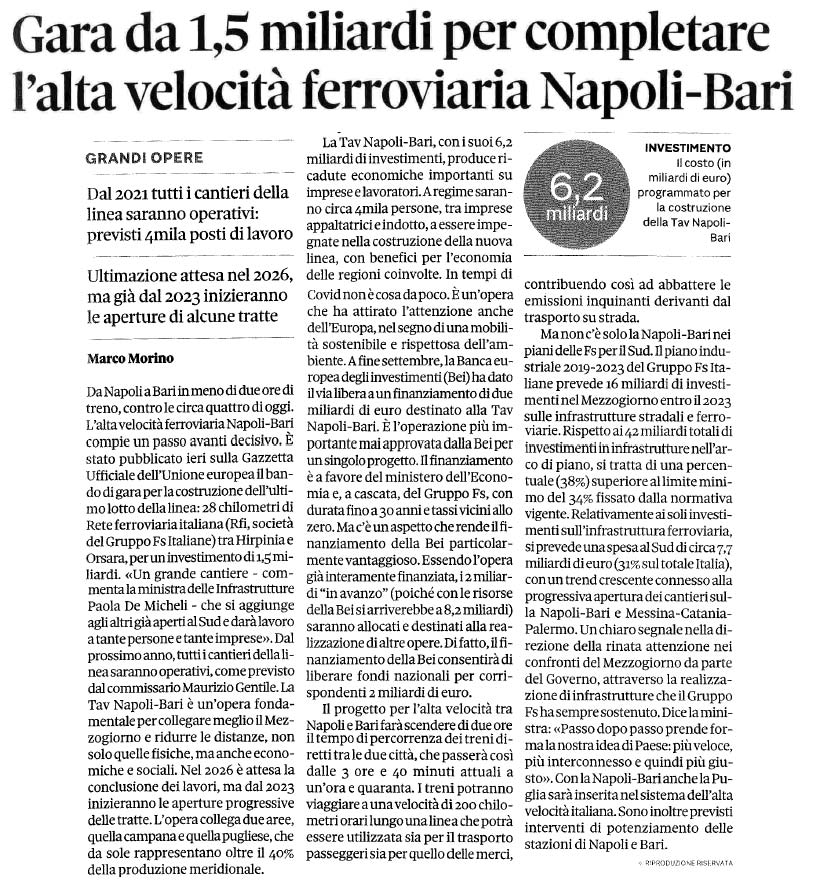 14 novembre 2020 il sole24ore napoli bari