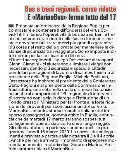 15 marzo 2020 La Gazzetta del Mezzogiorno