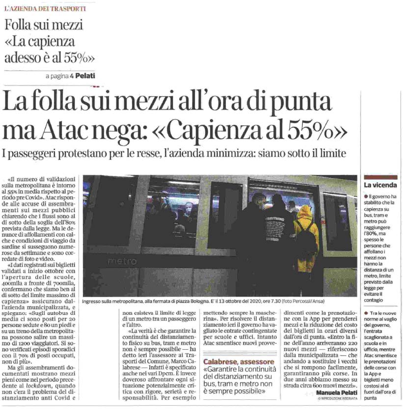 15 ottobre 2020 corriere della sera atac