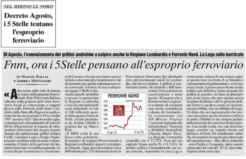 15 settembre 2020 Milano finanza