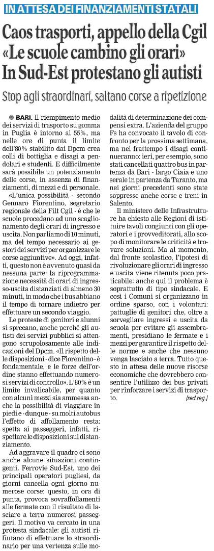 16 ottobre 2020 La Gazzetta del Mezzogiorno