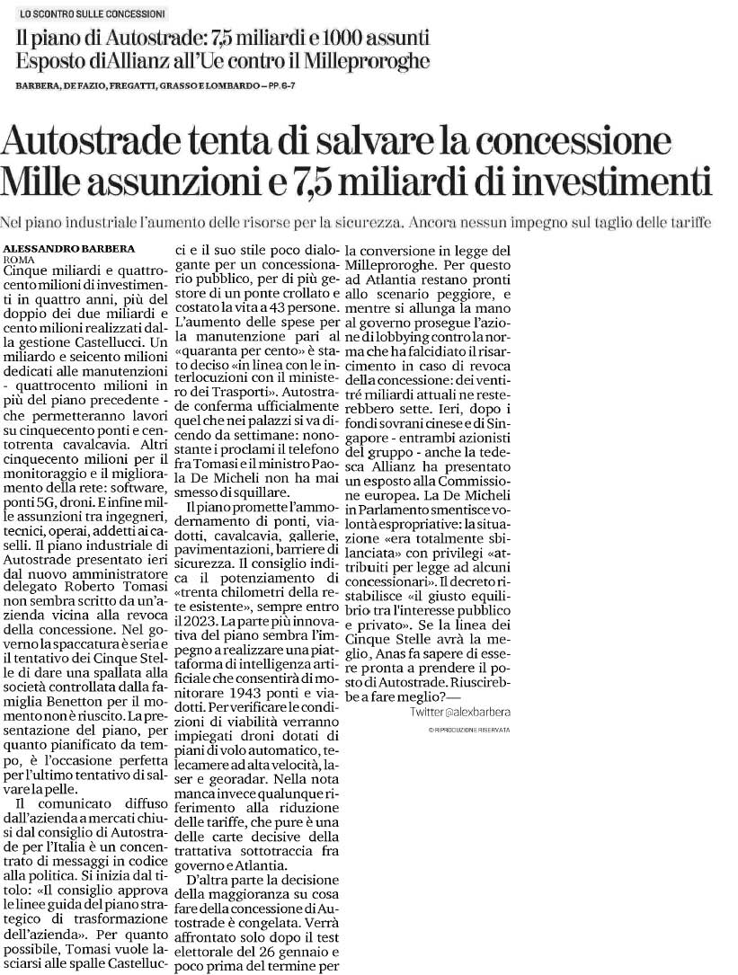 17 gennaio 2020 la stampa