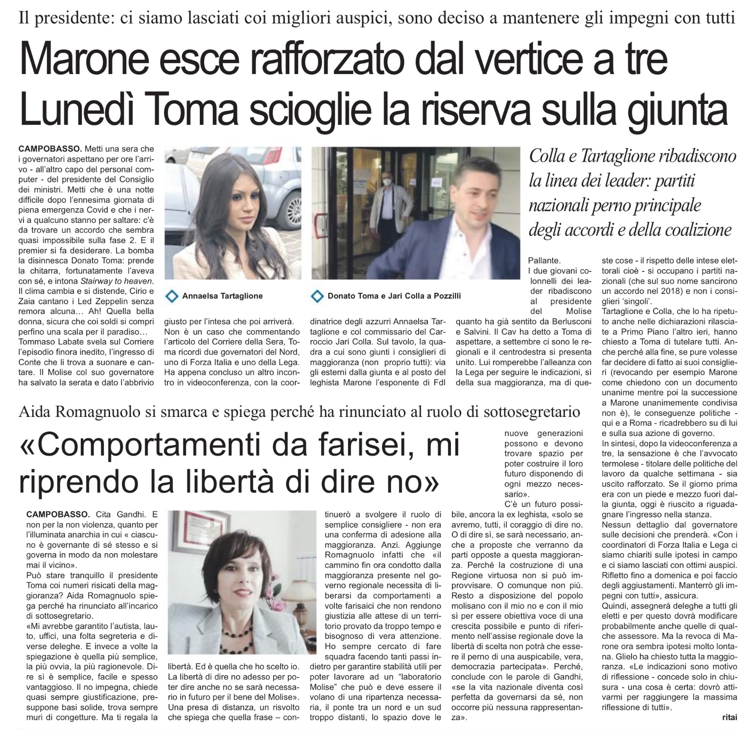 17 luglio 2020 primo piano molise politica