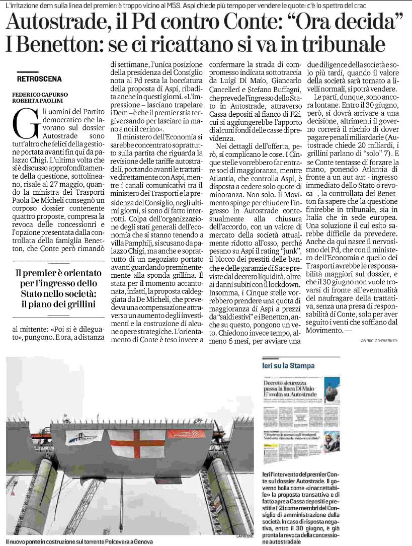 18 giugno 2020 la stampa