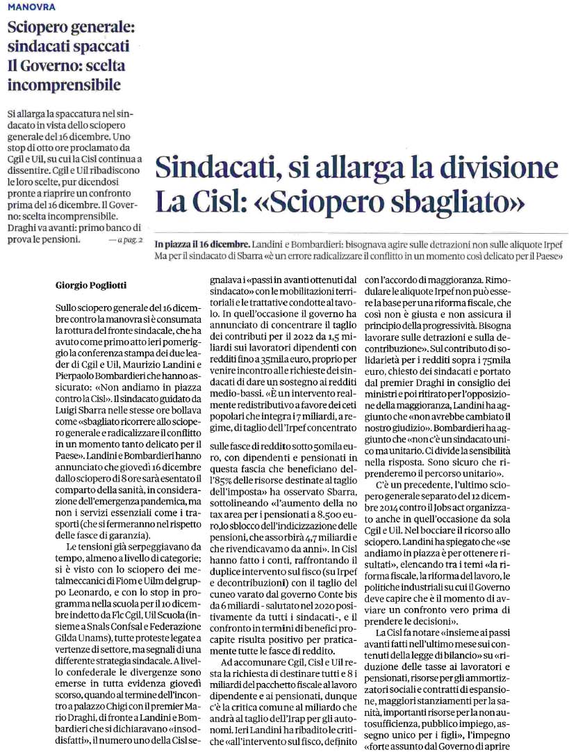 08 dicembre 2021 IL SOLE 24 ORE Page 1