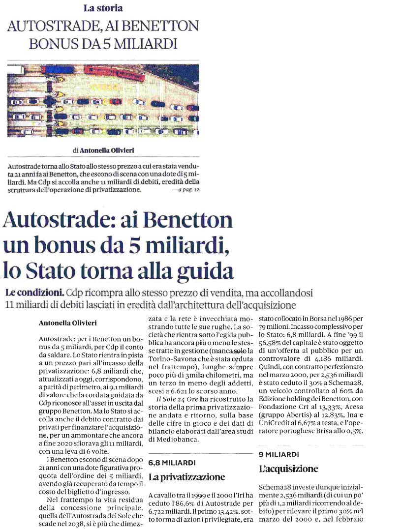 08 giugno 2021 il sole24ore autostrade per litalia Page 1