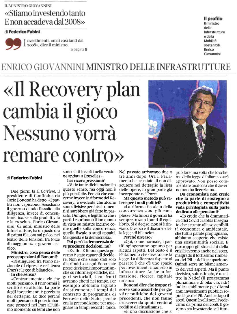 23 ottobre 2021 corriere della sera Page 1