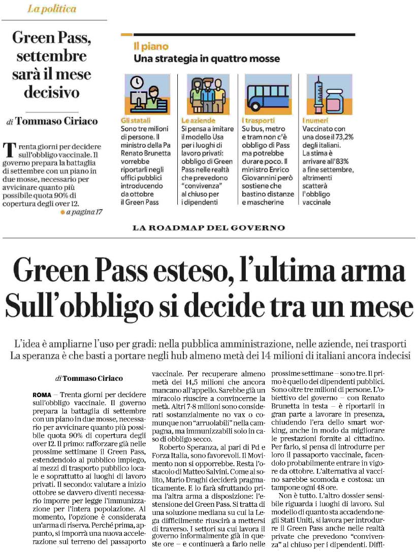 26 agosto 2021 repubblica Page 1