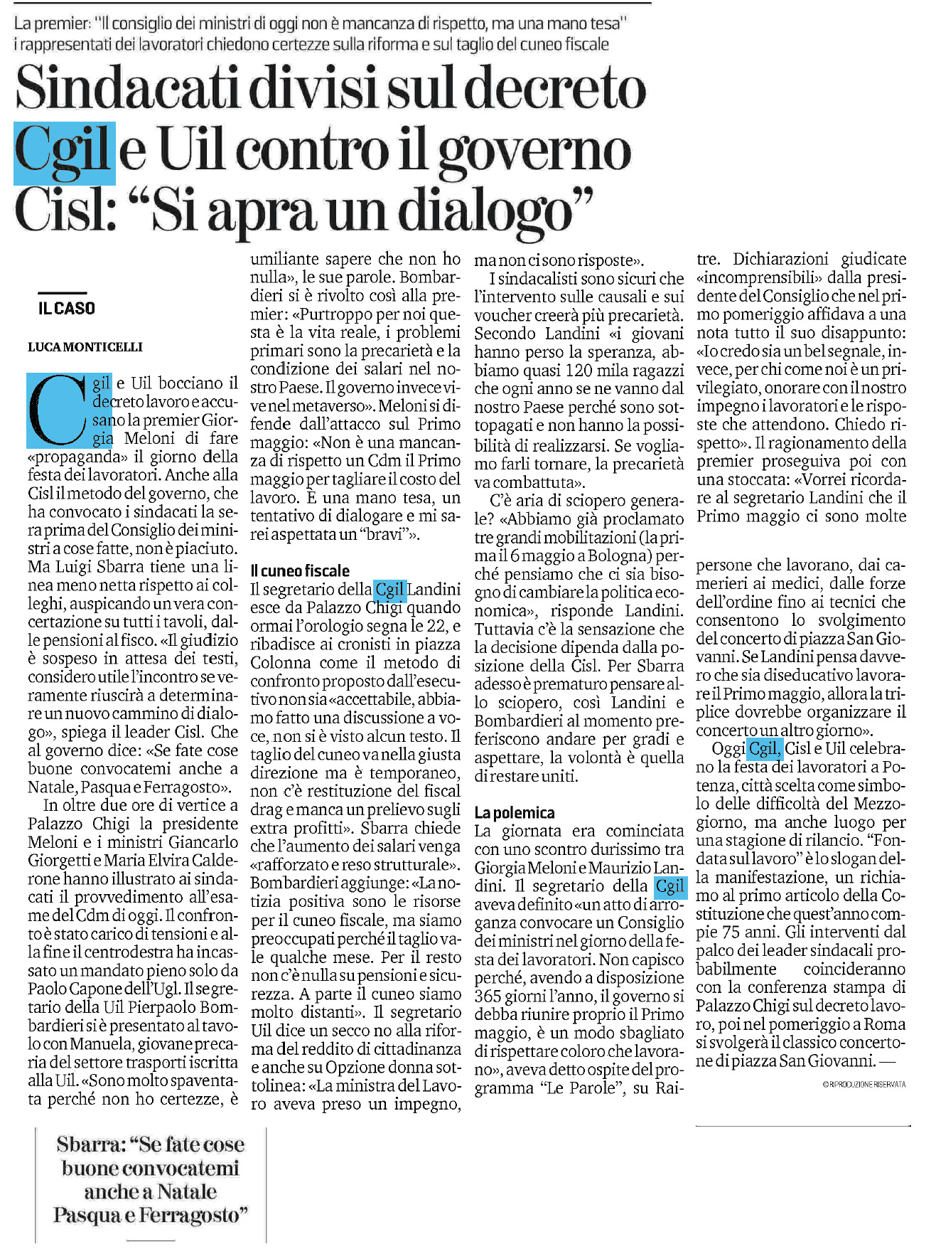 01 maggio 2023 la stampa