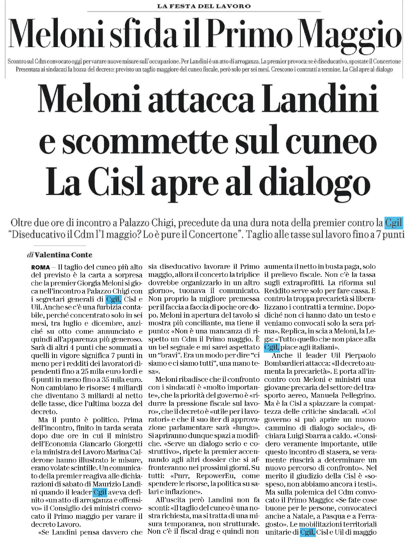 01 maggio 2023 repubblica Pagina 1