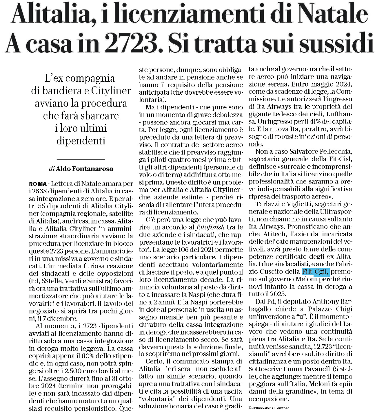 03 dicembre 2023 repubblica