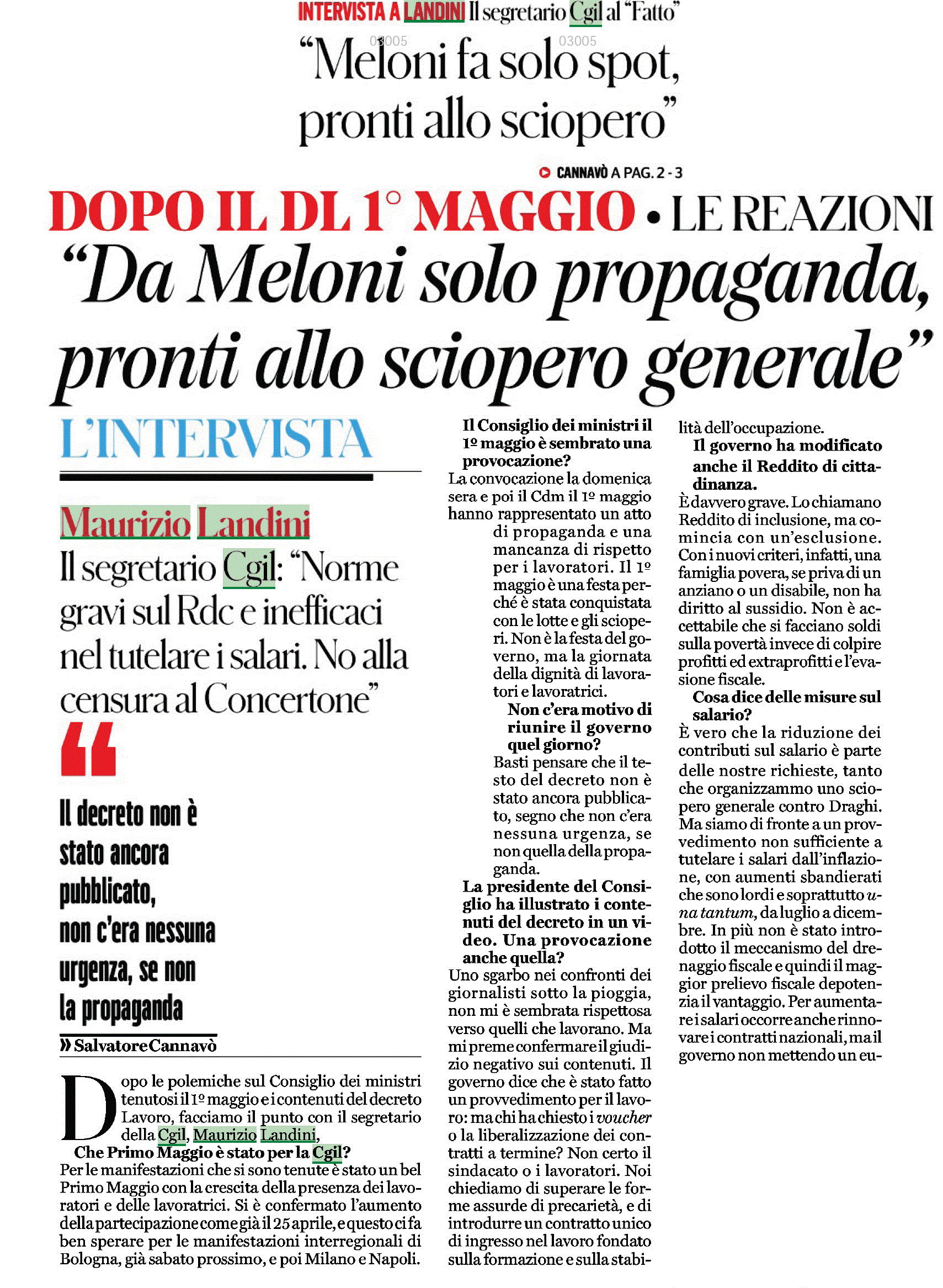 04 maggio 2023 il fatto quotidiano Pagina 1