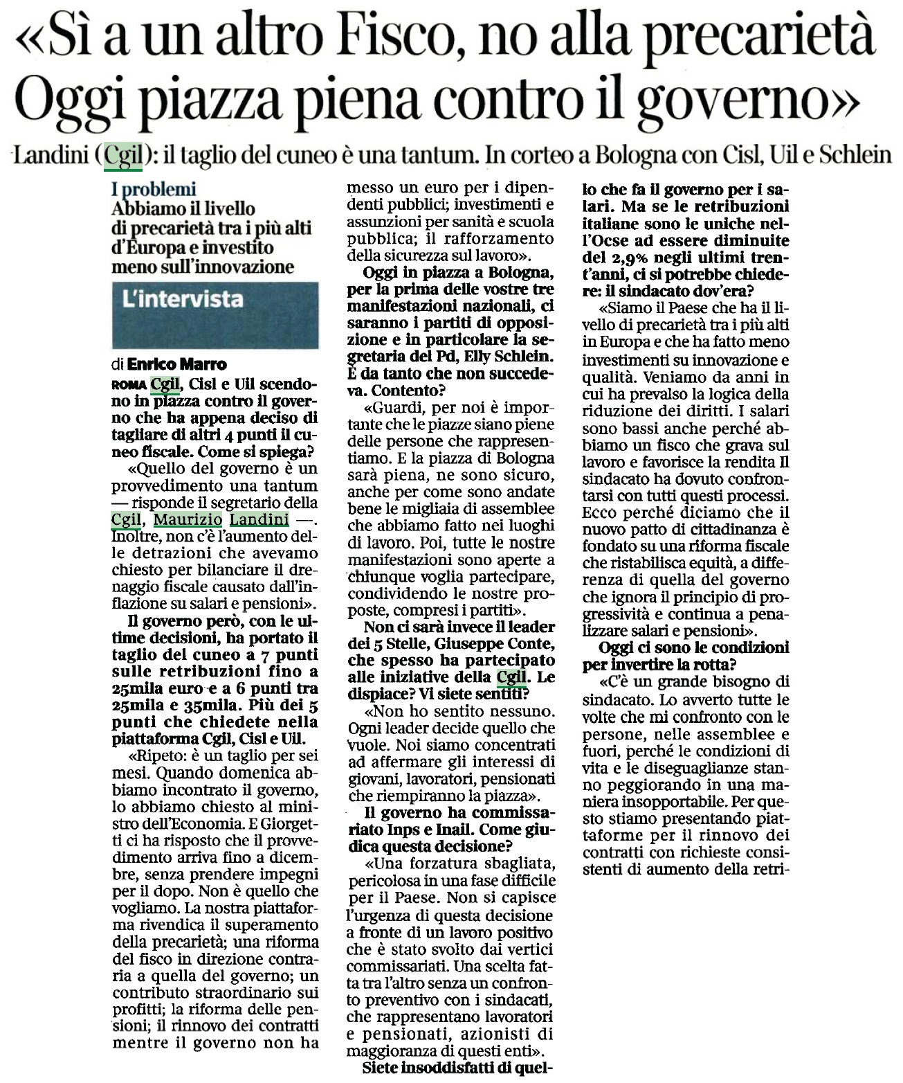 06 maggio 2023 corriere della sera Pagina 1