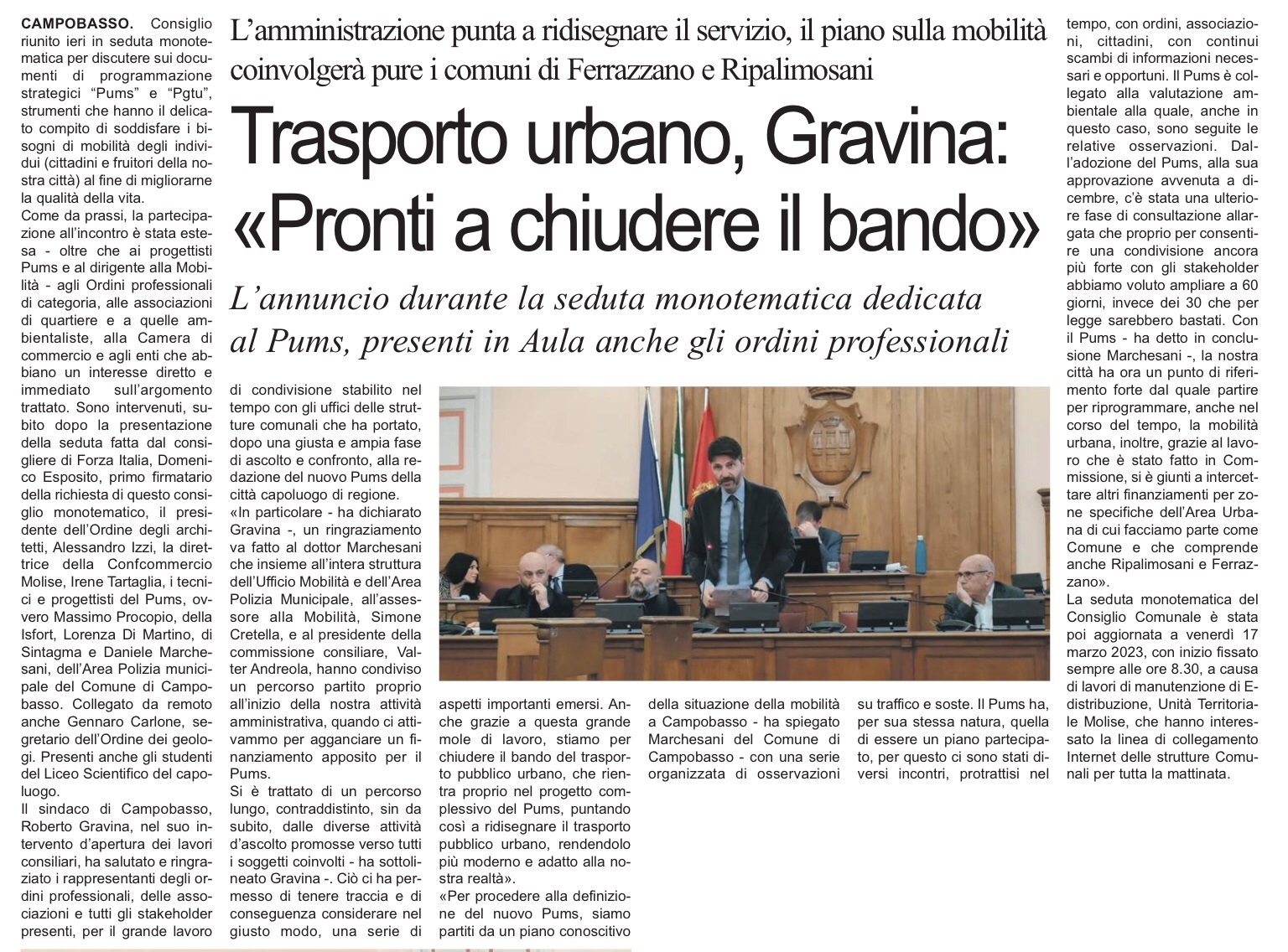 15 marzo 2023 primo piano molise