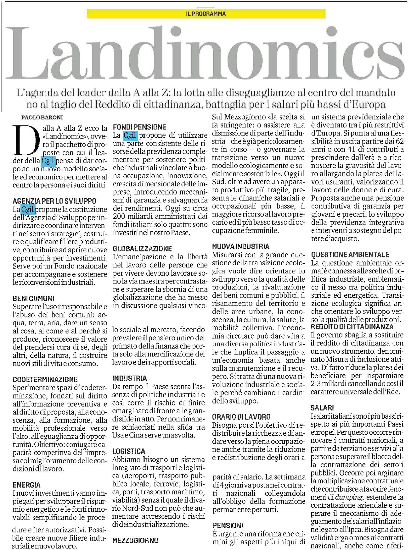 19 marzo 2023 la stampa landini Pagina 1