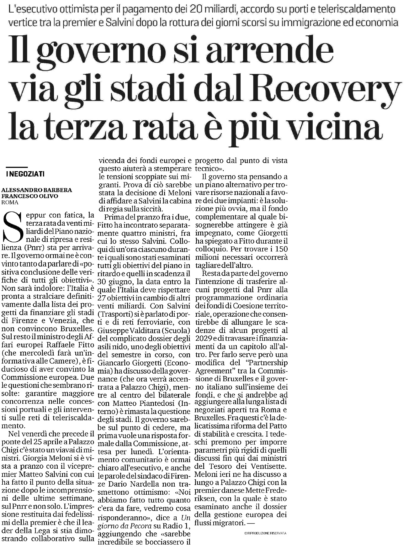 22 aprile 2023 la stampa