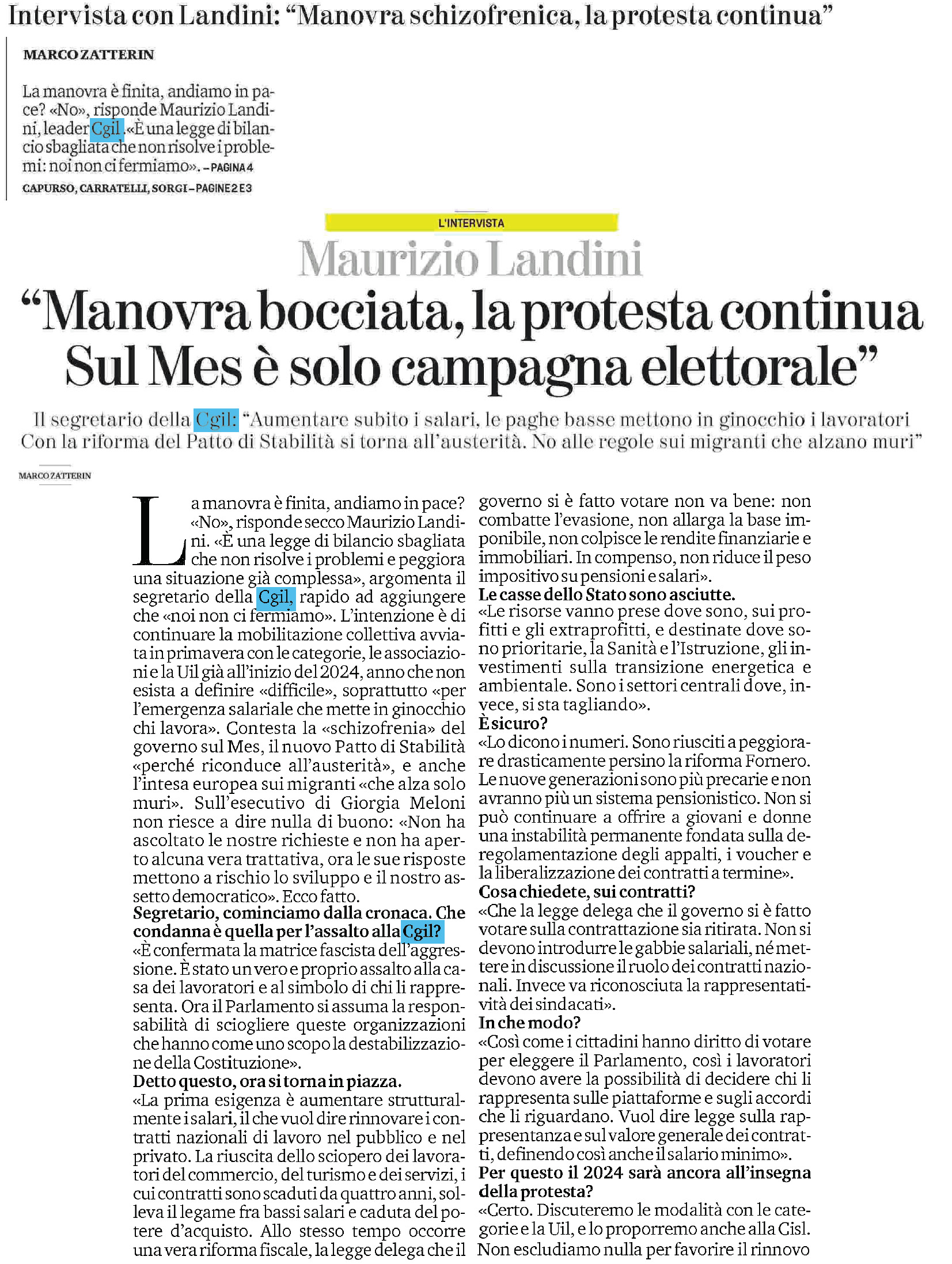 24 dicembre 2023 la stampa Pagina 1