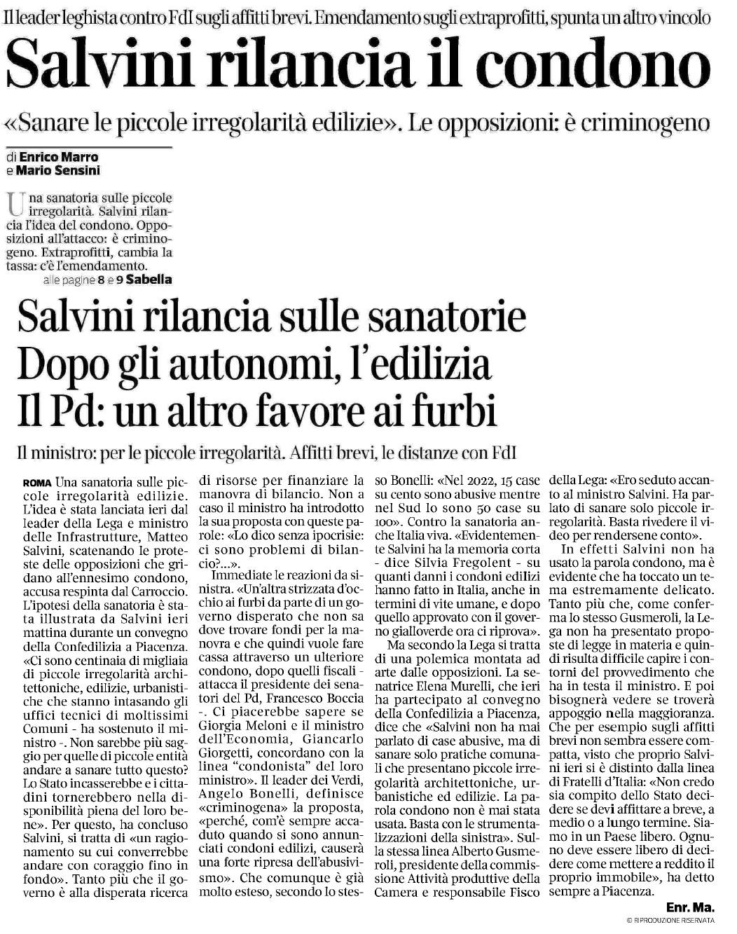 24 settembre 2023 corriere della sera