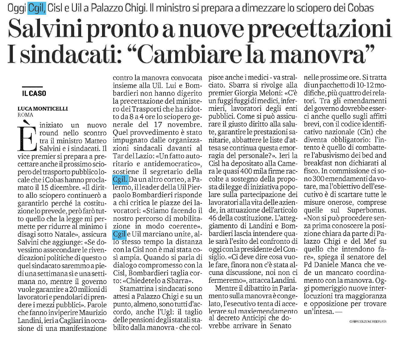 28 novembre 2023 la stampa