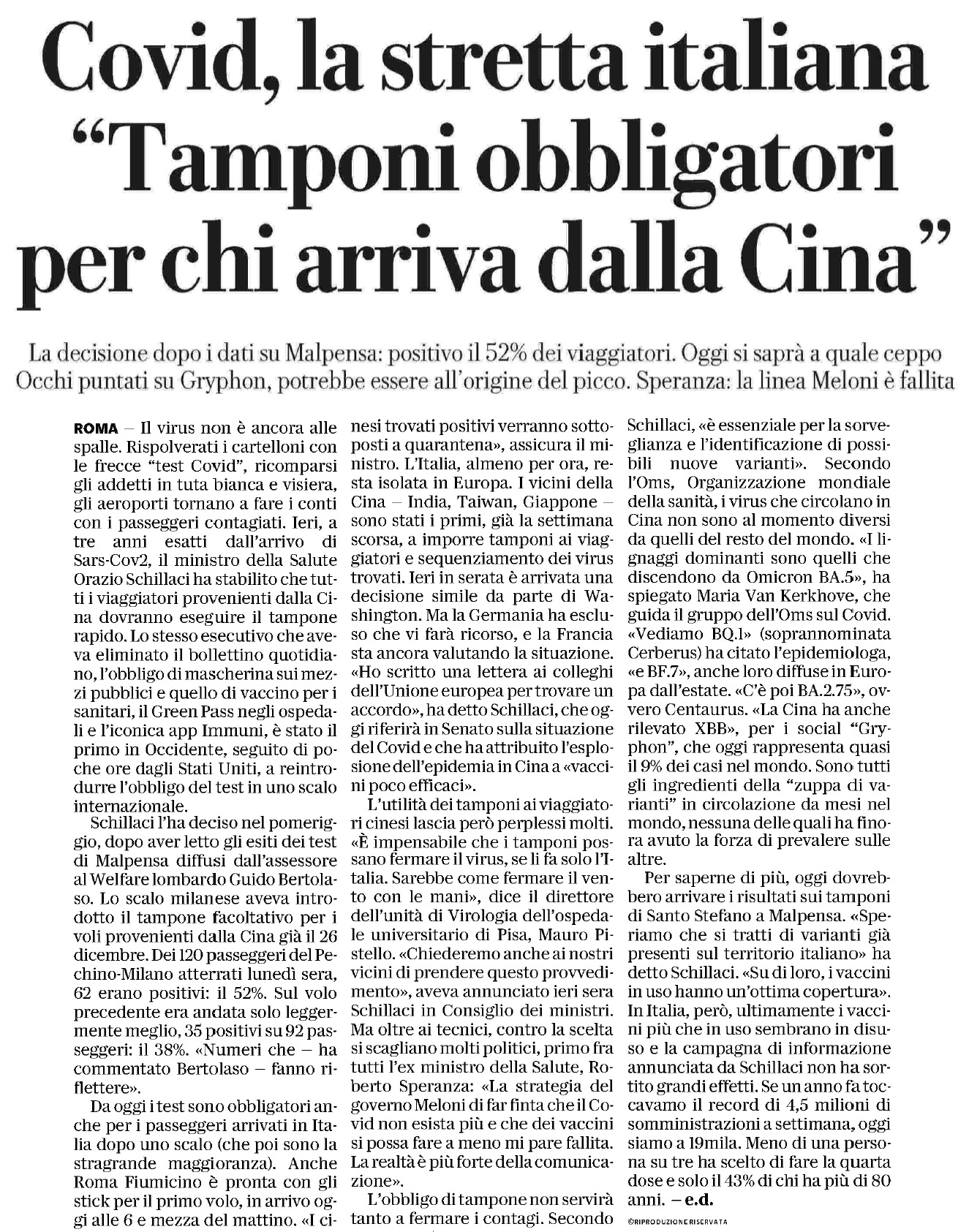 29 dicembre 2022 repubblica