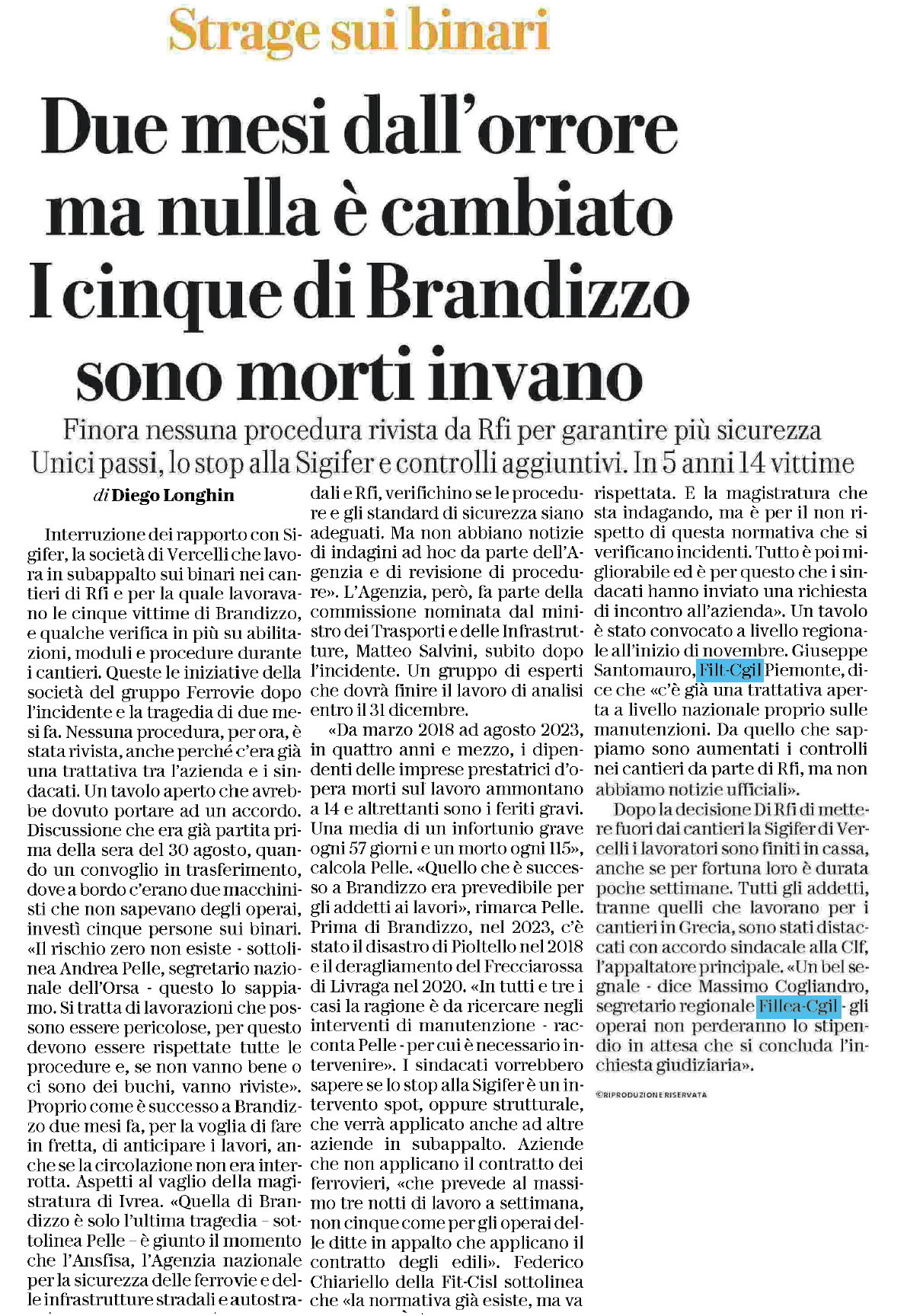 29 ottobre 2023 la stampa