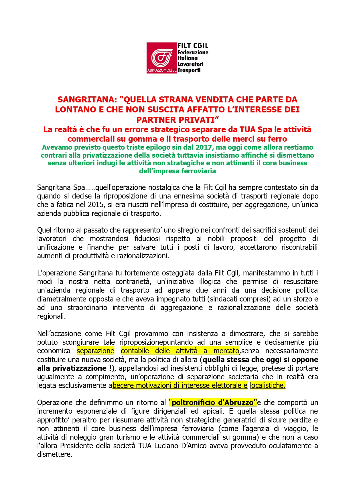 Comunicato stampa Sangritana pag. 1 page 0001