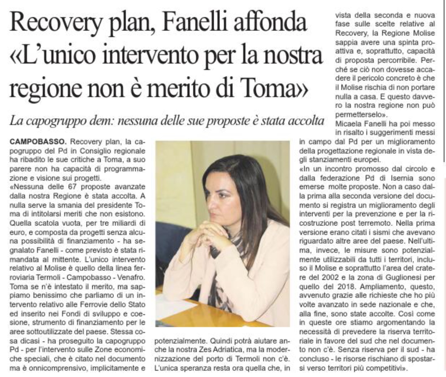 21 gennaio 2021 PrimoPiano Molise recovery