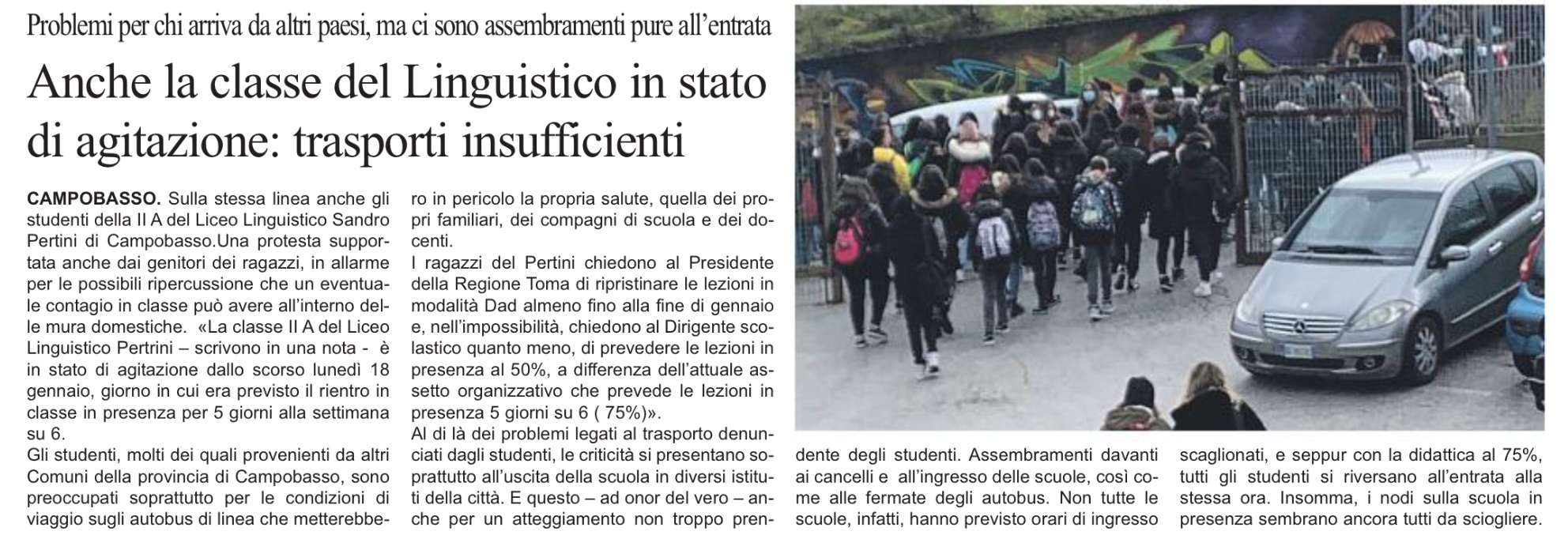 23 gennaio 2021 PrimoPiano Molise scuole e trasporti