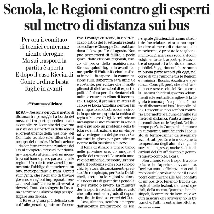 25 agosto 2020 repubblica