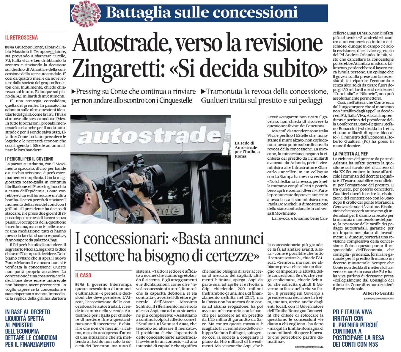 25 maggio 2020 il messaggero AUTOSTRADEI