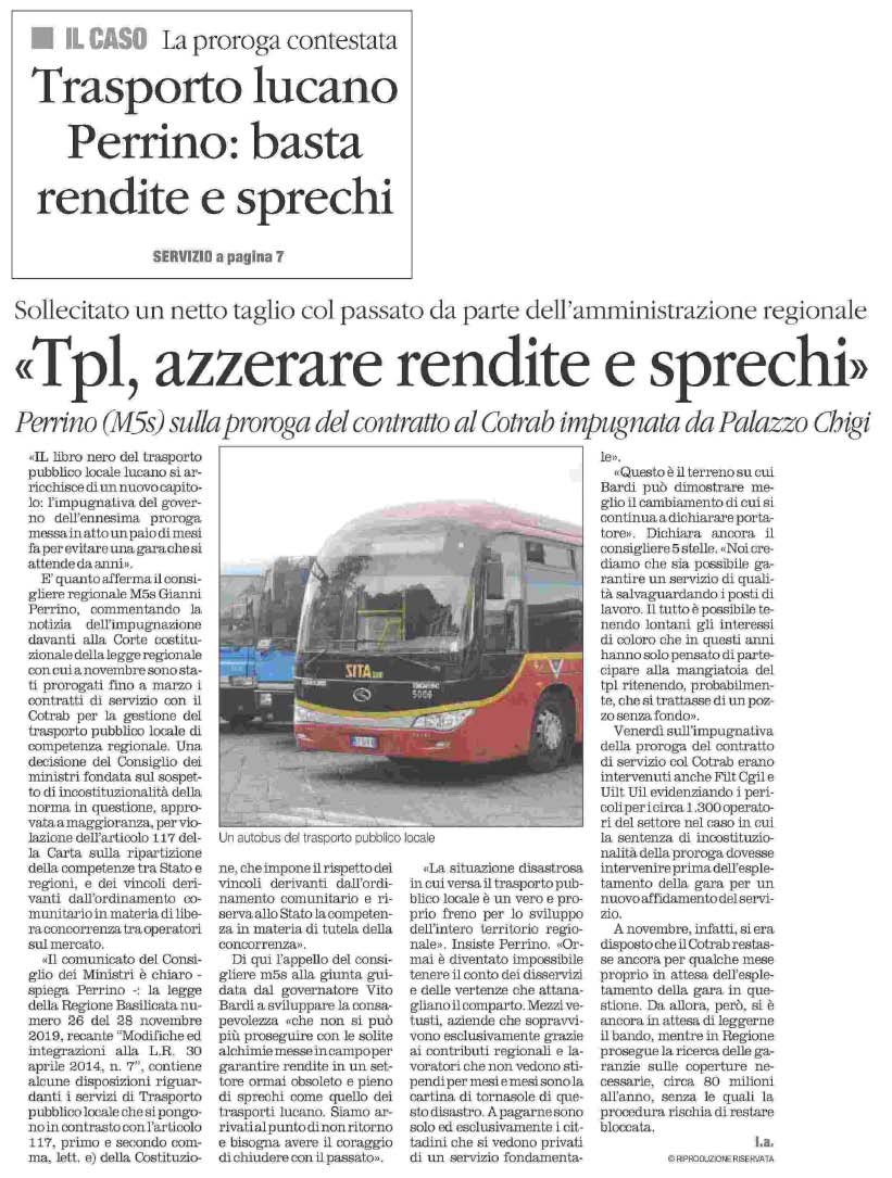 26 gennaio 2020 il quotidiano del sud tpl