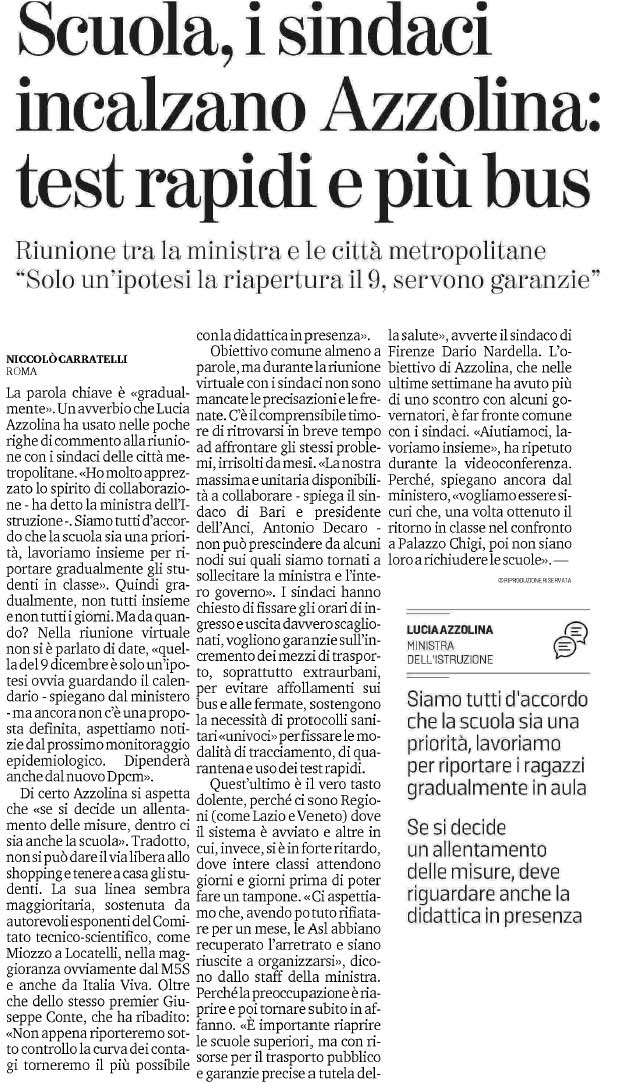 26 novembre 2020 la stampa