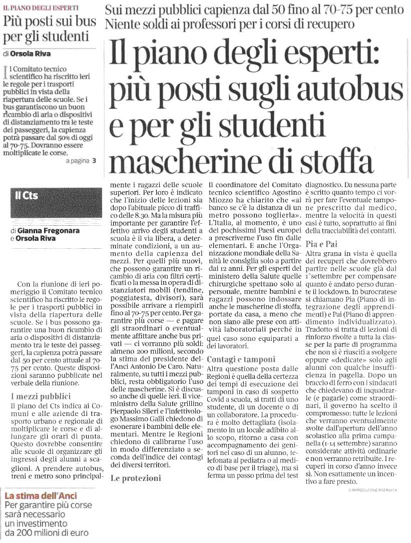 27 agosto 2020 corriere della sera