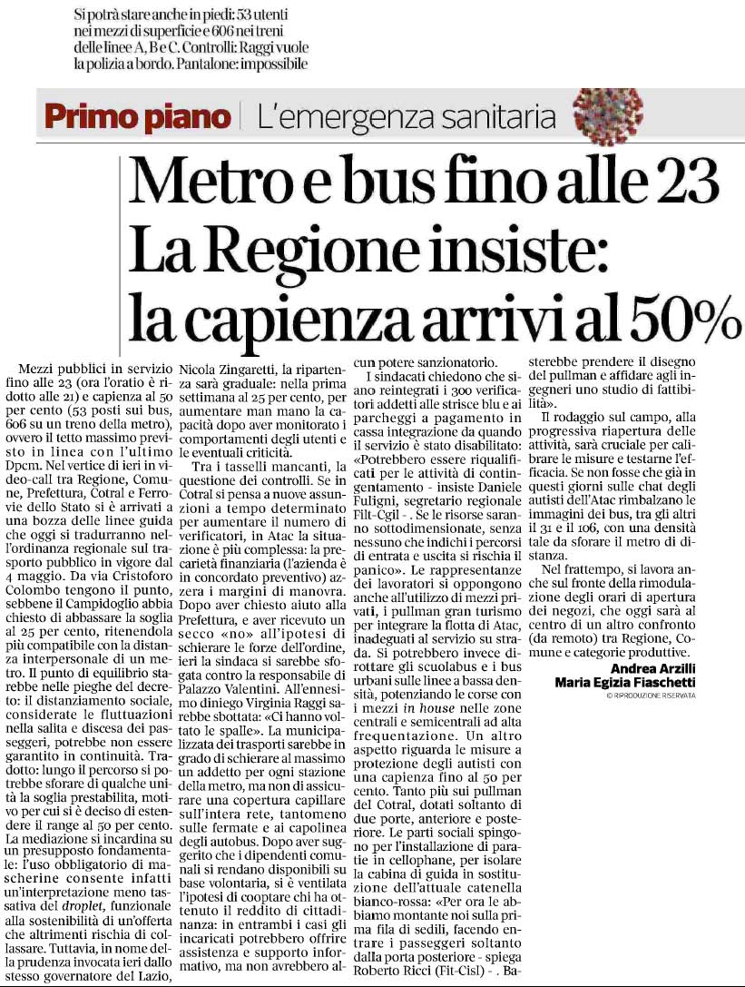 29 aprile 2020 corriere della sera Page 1