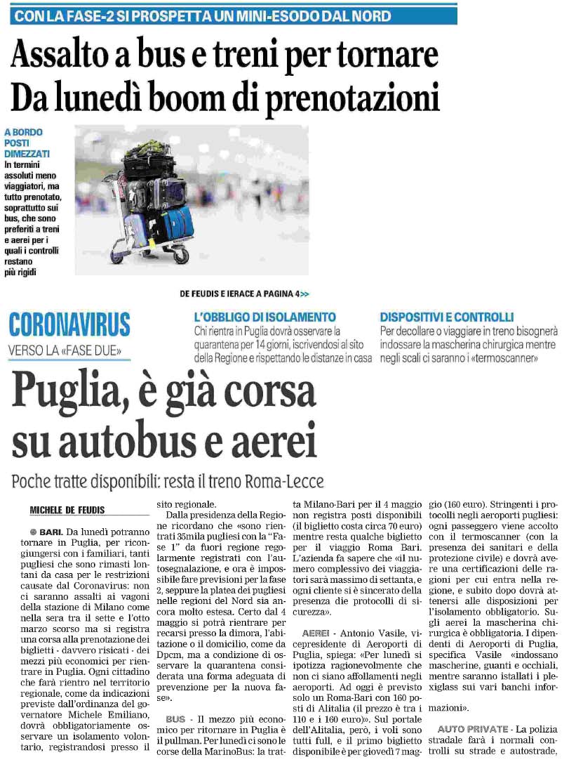 30 aprile 2020 La Gazzetta del Mezzogiorno Page 1